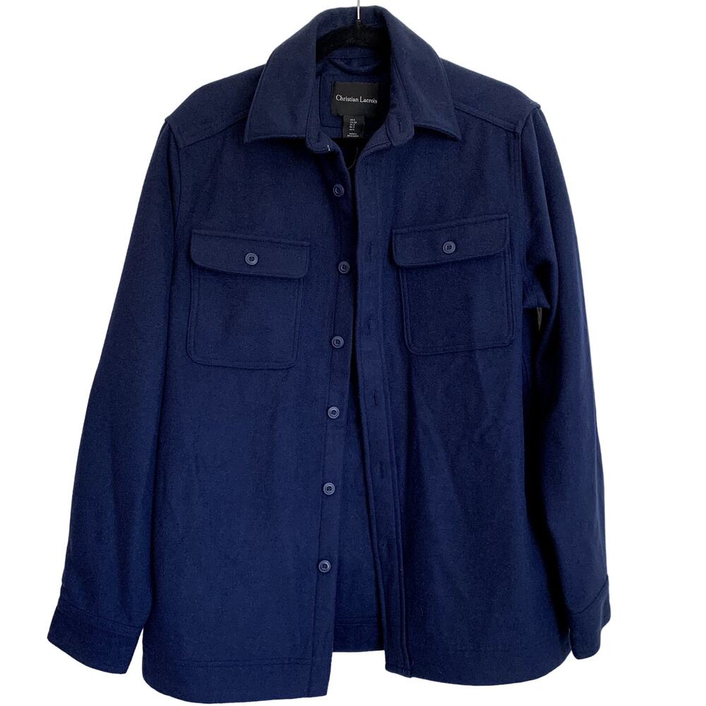NEW Christian Lacriox Men's Wool Blend Shirt Jacket Shacket in‎ Navy Blue